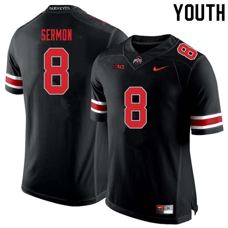 Youth #8 Trey Sermon Ohio State Buckeyes College Football Jerseys Sale-Blackout